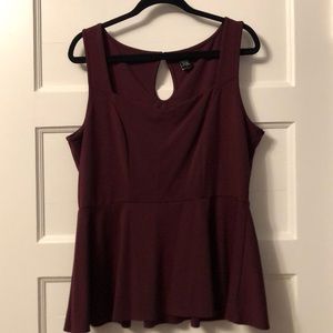 Torrid burgundy ponte peplum blouse - Sz 1